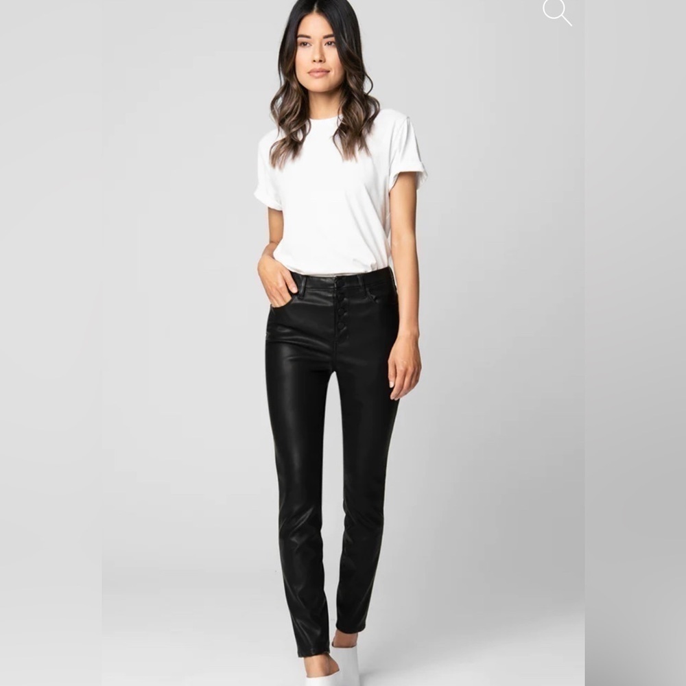 BLANK NYC Faux Leather Pants Black High Rise Skinny Button Down The Great Jones